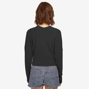 Women's Black Tie Front Rib Cardigan by Autumn Cashmere. 100% Cashmere.