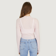 Load image into Gallery viewer, Tie Front Rib Cardigan in Cherry Blossom