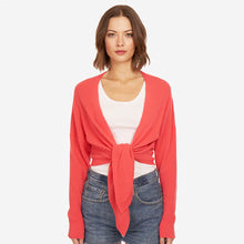 Load image into Gallery viewer, Women&#39;s Hibiscus Tie Front Rib Cardigan by Autumn Cashmere. 100% Cashmere.
