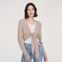 Load image into Gallery viewer, Women’s Tie Front Rib Cardigan in Fawn by Autumn Cashmere