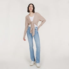 Load image into Gallery viewer, Women’s Tie Front Rib Cardigan in Fawn by Autumn Cashmere