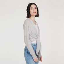 Load image into Gallery viewer, Women’s Tie Front Rib Cardigan in Fog by Autumn Cashmere