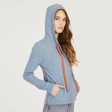 Load image into Gallery viewer, Boxy Hoodie w/ Contrast Ties in Faded Denim/Fanta