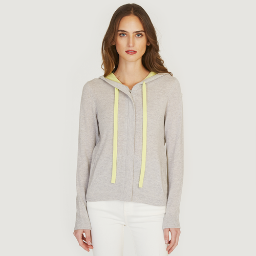 Boxy Hoodie w/ Contrast Ties in Fog/Glowstick