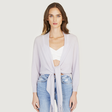 Load image into Gallery viewer, Rib Fringed Tie Front Dolman in Oxygen