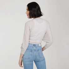 Load image into Gallery viewer, Women’s Rib Fringed Tie Front Dolman in Birch by Autumn Cashmere