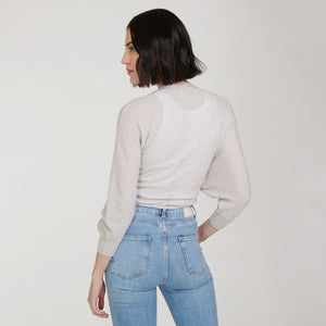 Women’s Rib Fringed Tie Front Dolman in Birch by Autumn Cashmere