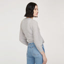 Women’s Rib Fringed Tie Front Dolman in Fog by Autumn Cashmere