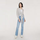 Women’s Rib Fringed Tie Front Dolman in Fog by Autumn Cashmere