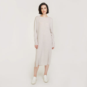 Women’s Oversized Tunic Dress with side slits in Birch by Autumn Cashmere
