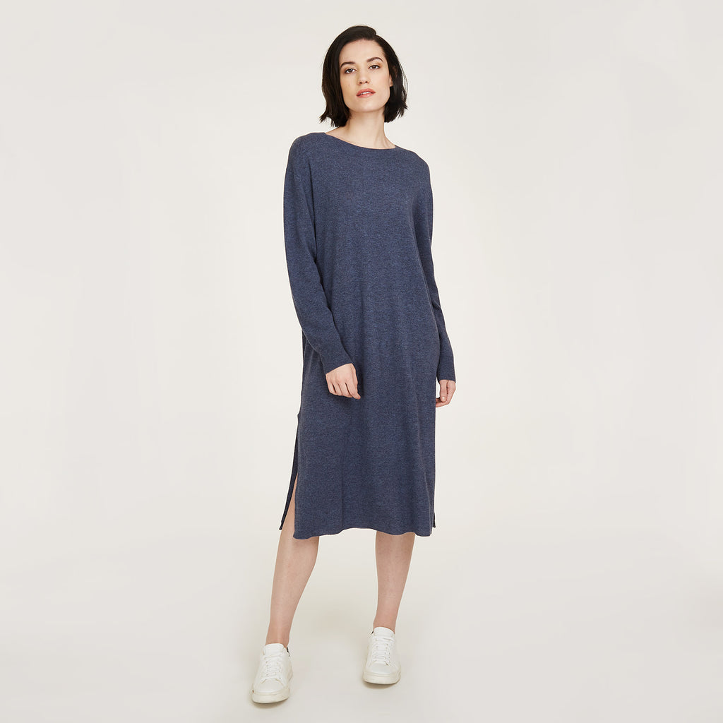 Women’s Oversized Tunic Dress with side slits in Birch by Autumn Cashmere