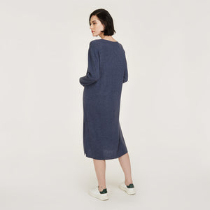 Women’s Oversized Tunic Dress with side slits in Birch by Autumn Cashmere