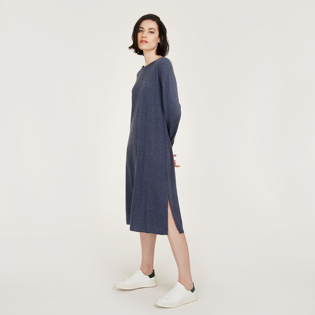 Women’s Oversized Tunic Dress with side slits in Birch by Autumn Cashmere