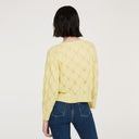 Women's  Leaf Pointelle Cropped Boxy Crew in Banana Yellow by Autumn Cashmere. 