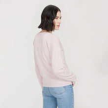 Load image into Gallery viewer, Women’s V-neck Cardigan with multicolored button in Chery Blossom Combo by Autumn Cashmere