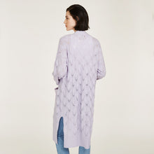 Load image into Gallery viewer, Leaf Pointelle Open Cardigan in Horizon Purple by Autumn Cashmere. Women&#39;s Cashmere Cardigan