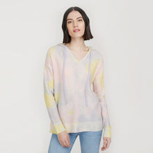 Load image into Gallery viewer, Women&#39;s Blotch Print Honeycomb Hoodie in Pastel Multi by Autumn Cashmere