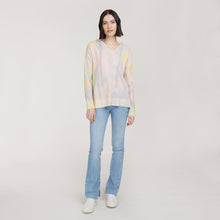 Load image into Gallery viewer, Women&#39;s Blotch Print Honeycomb Hoodie in Pastel Multi by Autumn Cashmere
