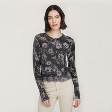 Load image into Gallery viewer, Women’s Inked Floral Cardigan in Black Combo by Autumn Cashmere