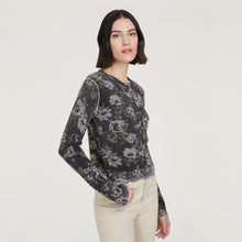 Load image into Gallery viewer, Women’s Inked Floral Cardigan in Black Combo by Autumn Cashmere