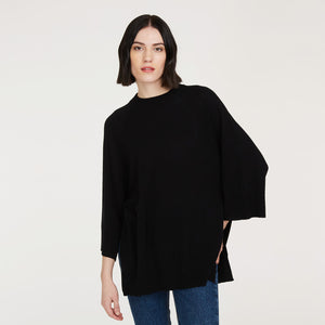Oversized Tunic w/ Bell Sleeves in Black by Autumn Cashmere. Women's Basic Pullover.