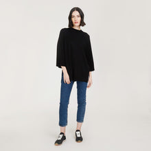 Load image into Gallery viewer, Oversized Tunic w/ Bell Sleeves in Black by Autumn Cashmere. Women&#39;s Basic Pullover.