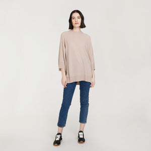 Oversized Tunic w/ Bell Sleeves in Fawn by Autumn Cashmere. Women's Basic Pullover