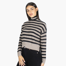 Load image into Gallery viewer, 6 Ply Cropped Striped Shaker Mock