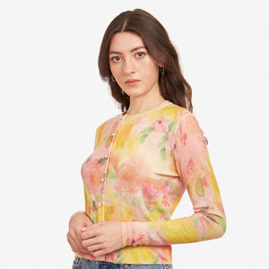Women's Printed Watercolor Floral Cardigan by Autumn Cashmere. 100% Cotton