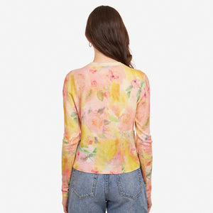 Women's Printed Watercolor Floral Cardigan by Autumn Cashmere. 100% Cotton
