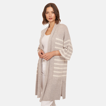 Load image into Gallery viewer, Breton Stripe Shawl Collar Throw in Fog White