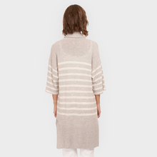 Load image into Gallery viewer, Breton Stripe Shawl Collar Throw in Fog White