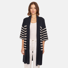Load image into Gallery viewer, Breton Stripe Shawl Collar Throw in Navy White