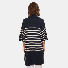 Load image into Gallery viewer, Breton Stripe Shawl Collar Throw in Navy White