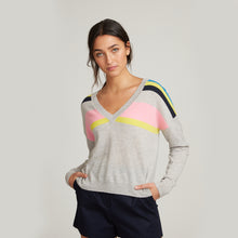Load image into Gallery viewer, Cropped V-Neck w/ Shoulder Stripes