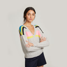 Load image into Gallery viewer, Cropped V-Neck w/ Shoulder Stripes