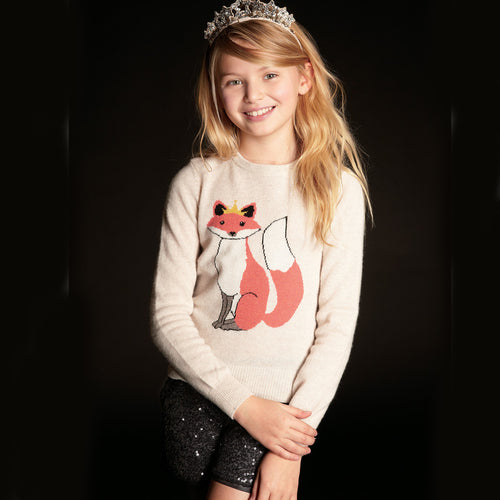 Fox Intarsia Pullover | Fox Sweater for Girls | Kids Clothing & Apparel | 100% Cashmere | Autumn Cashmere
