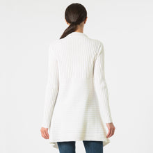 Load image into Gallery viewer, Women’s Cashmere Rib Drape Cardigan in Vanilla White by Autumn Cashmere