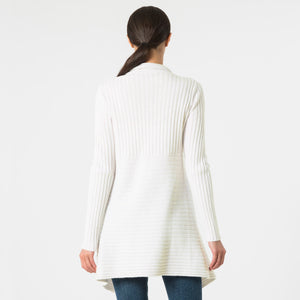 Women’s Cashmere Rib Drape Cardigan in Vanilla White by Autumn Cashmere