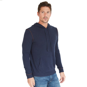 Hoodie with 2-Color Pipping in Navy/Pepper