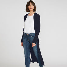 Load image into Gallery viewer, Cotton Rib Drape Maxi Cardigan in Navy by Autumn Cashmere. Women&#39;s Blue Long Layer Cardigan. 