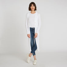 Load image into Gallery viewer, Cotton Rib Drape Maxi Cardigan in Bleach White by Autumn Cashmere. Women&#39;s White Long Layer Cardigan.