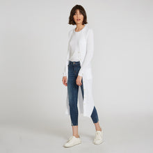 Load image into Gallery viewer, Cotton Rib Drape Maxi Cardigan in Bleach White by Autumn Cashmere. Women&#39;s White Long Layer Cardigan.