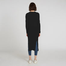 Load image into Gallery viewer, Cotton Rib Drape Maxi Cardigan in Black by Autumn Cashmere. Women&#39;s Black Long Layer Cardigan.