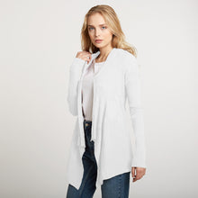 Load image into Gallery viewer, Women&#39;s Cotton Rib Drape Cardigan in Bleach White by Autumn Cashmere.