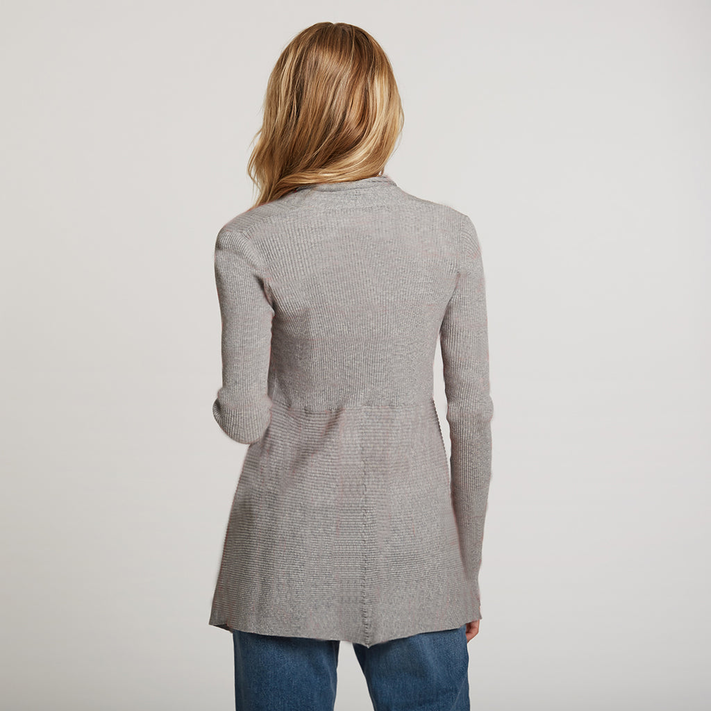 Women's Cotton Rib Drape Cardigan in Sweatshirt Grey by Autumn Cashmere.