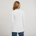 Women's Cotton Rib Drape Cardigan in Bleach White by Autumn Cashmere.