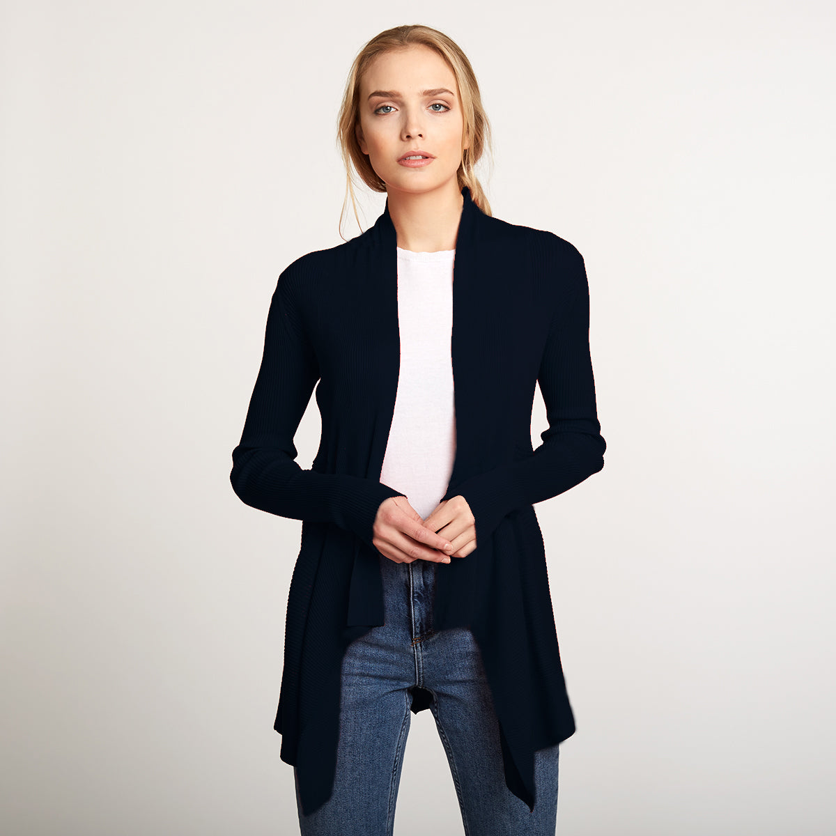 Autumn cashmere rib drape cardigan new arrivals