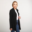 Women's Cotton Rib Drape Cardigan in Black by Autumn Cashmere.