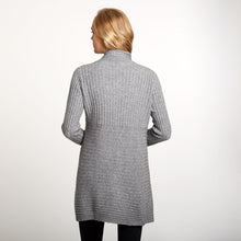 Load image into Gallery viewer, Women’s Cashmere Rib Drape Cardigan in Nickel Grey by Autumn Cashmere